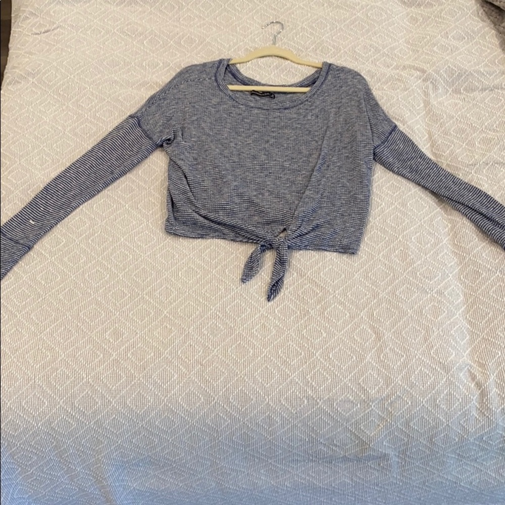 Striped long sleeve crop top